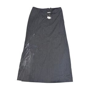 NEW MAG Skirt Womens 14 Charcoal Gray Abstract Embroidered Statement Modern Chic